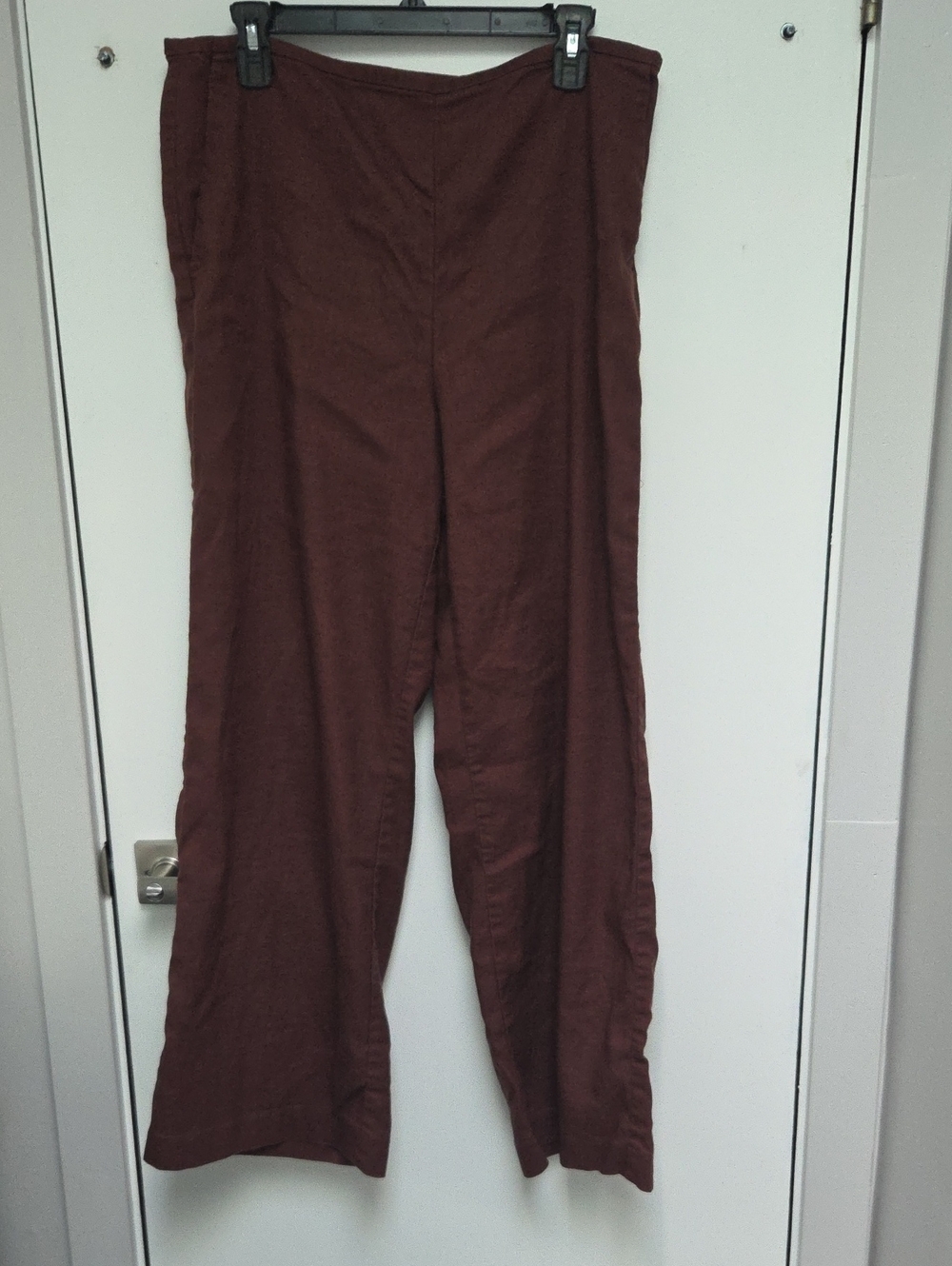 Ann Taylor Wide-Leg Curvy Fit Linen-Blend Pants in Deep Rust/Plum Sz 12